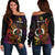 (Custom Personalised) Vanuatu Off Shoulder Sweater Kava Bowl Mix Polynesian Gradient Style LT14 Women Black - Polynesian Pride