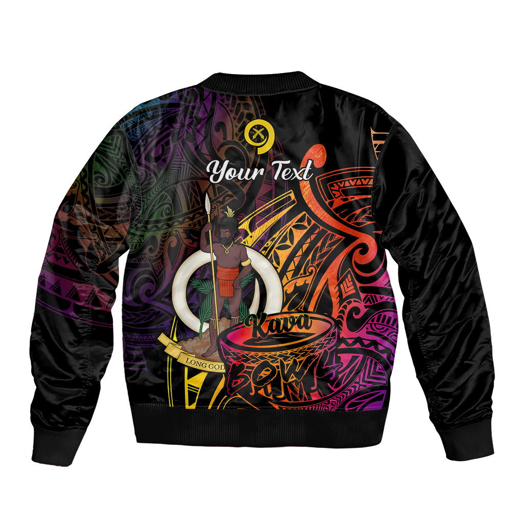 (Custom Personalised) Vanuatu Sleeve Zip Bomber Jacket Kava Bowl Mix Polynesian Gradient Style LT14 - Polynesian Pride