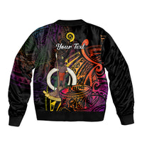 (Custom Personalised) Vanuatu Sleeve Zip Bomber Jacket Kava Bowl Mix Polynesian Gradient Style LT14 - Polynesian Pride