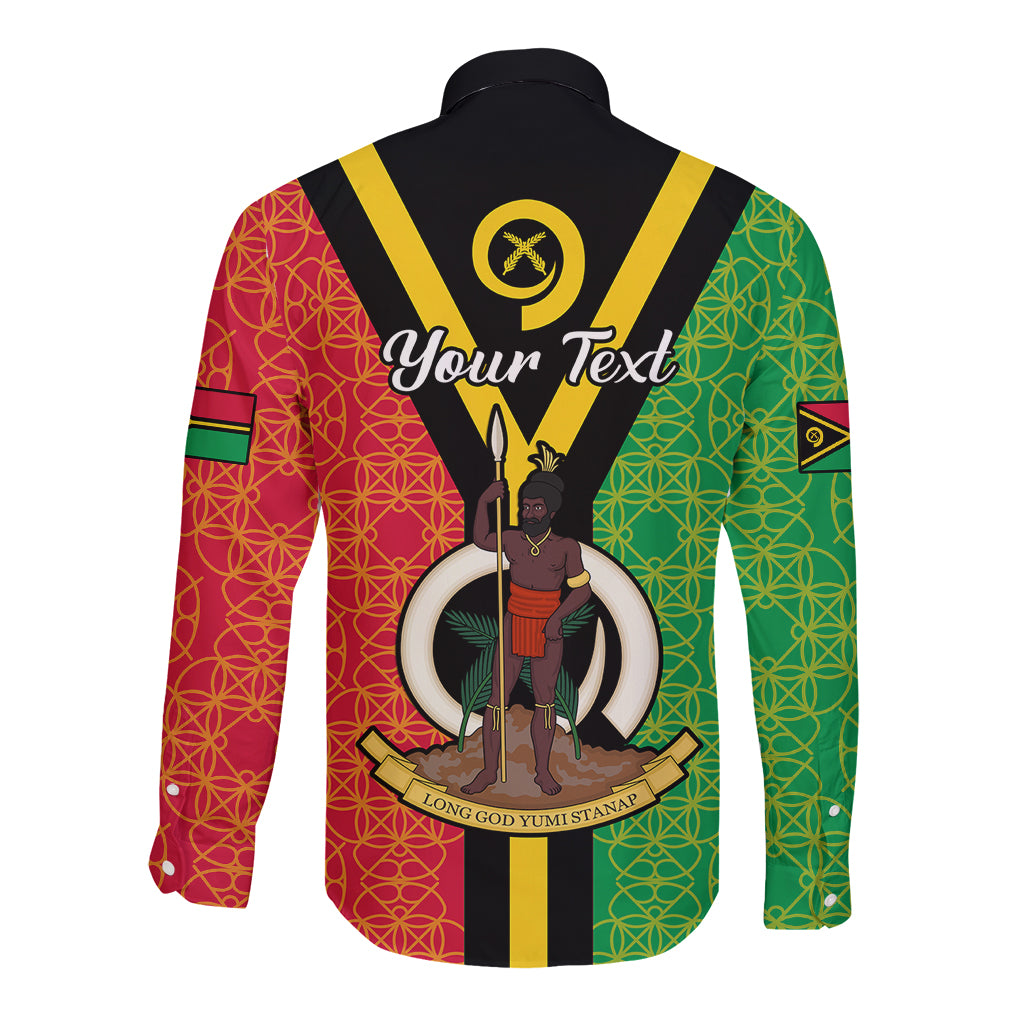 (Custom Personalised) Vanuatu Long Sleeve Button Shirt Kava Bowl Mix Sand Drawing Flag Style LT14 - Polynesian Pride