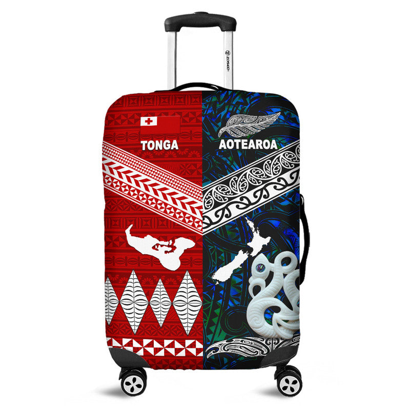 New Zealand And Tonga Luggage Cover Together - Blue LT8 Blue - Polynesian Pride