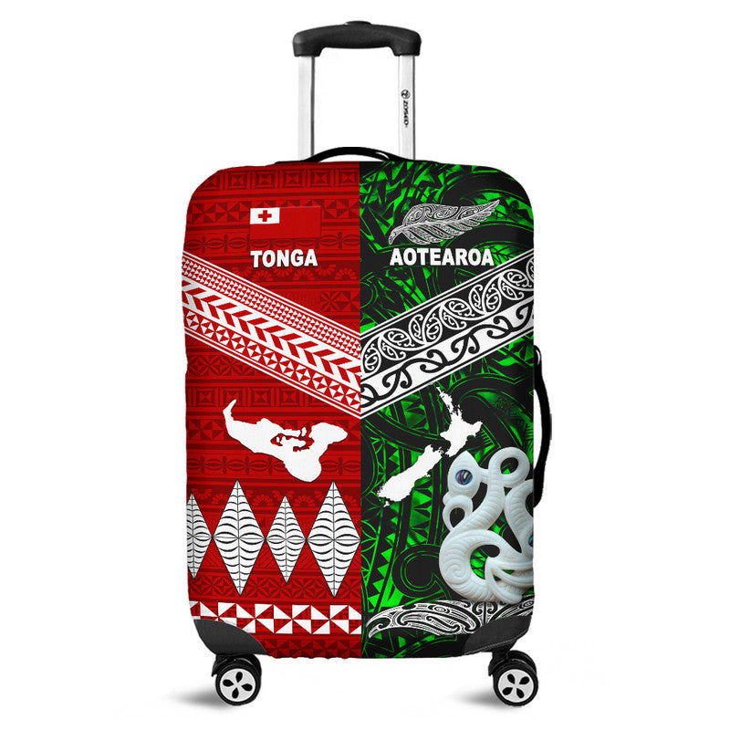 New Zealand And Tonga Luggage Cover Together - Green LT8 Green - Polynesian Pride