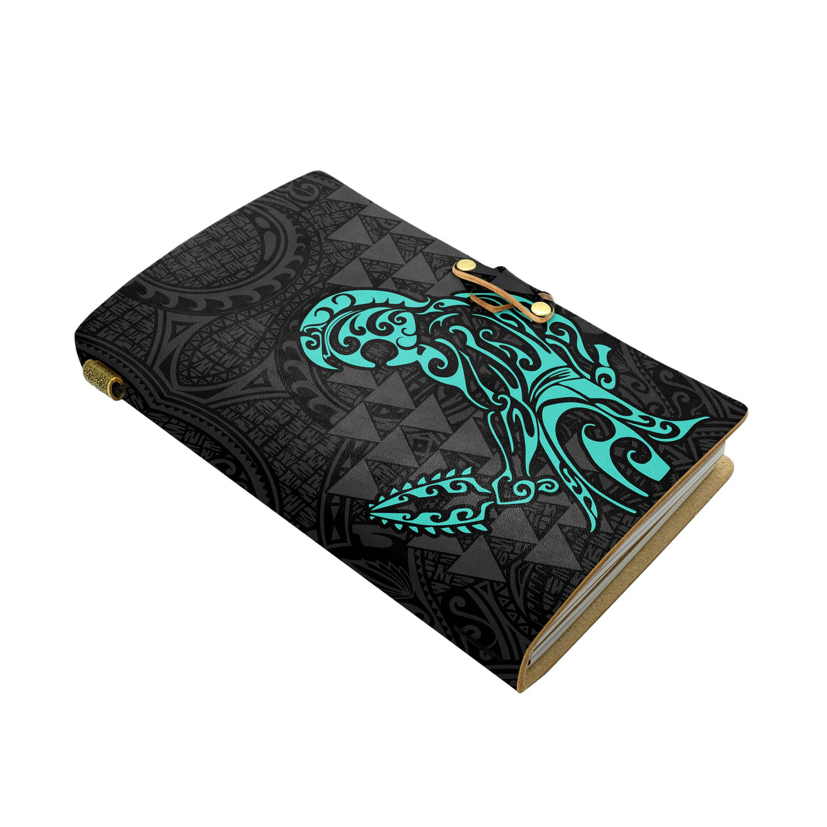 Hawaii Warrior Polynesian Leather Notebook - Turquoise - Polynesian Pride