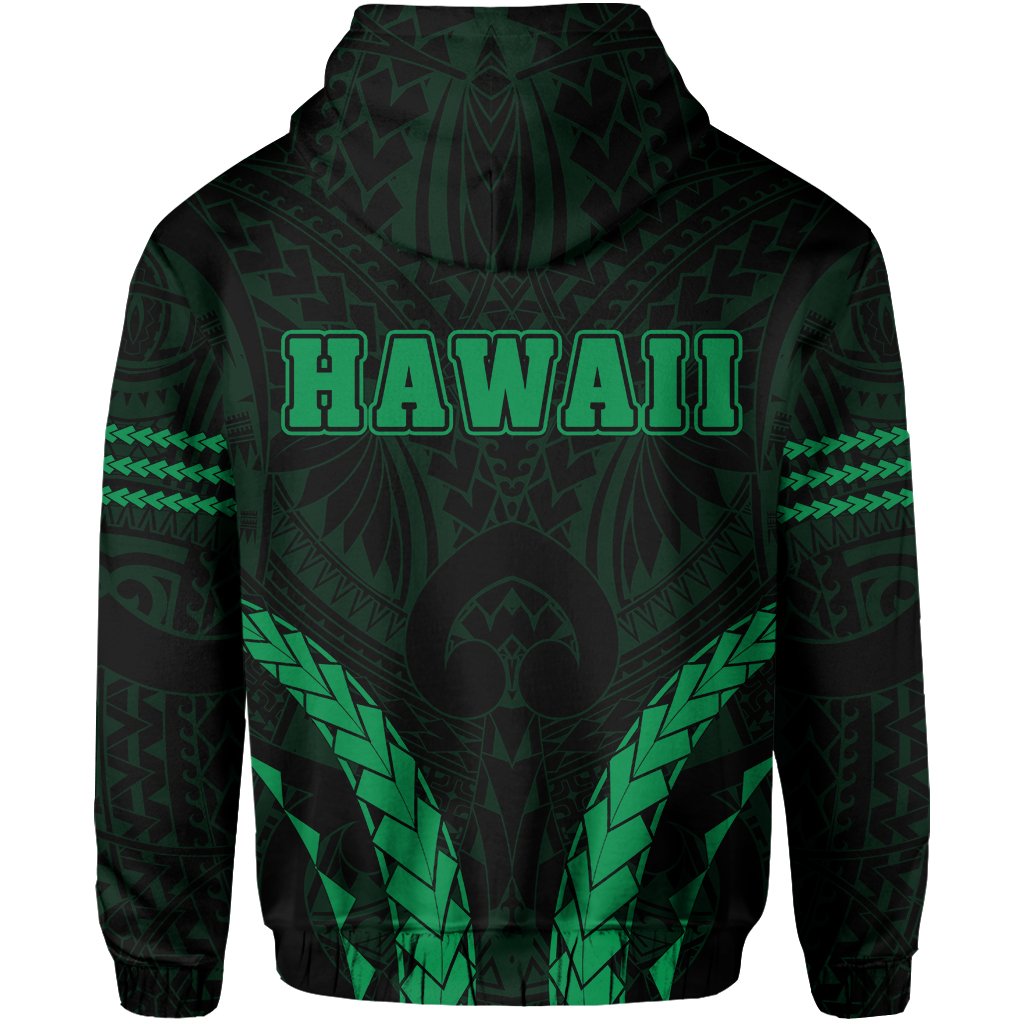 Polynesian Kakau Seal of Hawaii Hoodie Sport Style Version 2.0 Green - Polynesian Pride