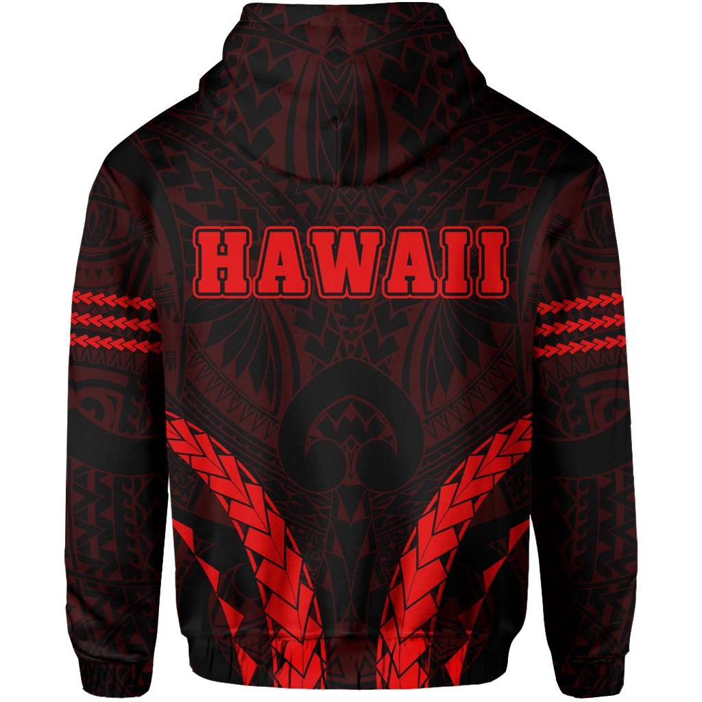 Polynesian Kakau Seal of Hawaii Zip Hoodie Sport Style Version 2.0 Red - Polynesian Pride