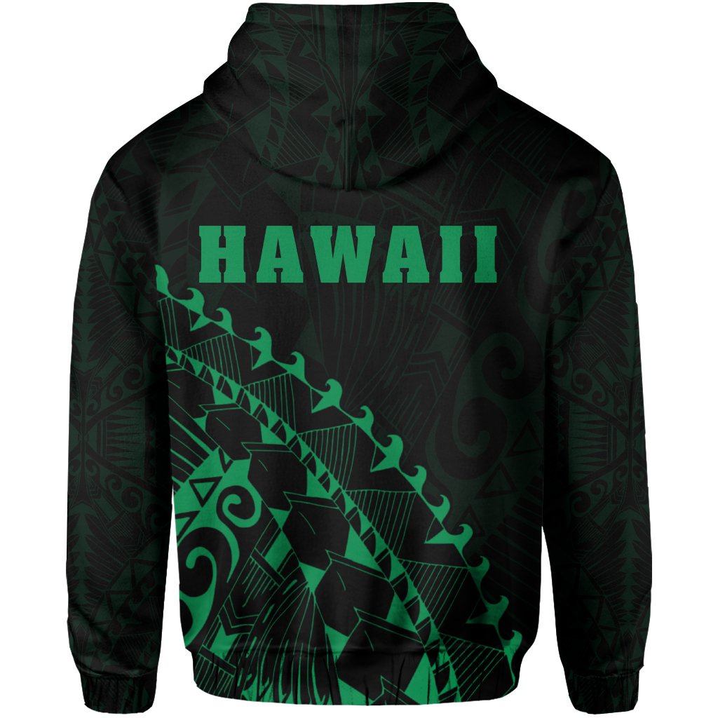 Kanaka Map Hoodie (Green) Turtle Style - Polynesian Pride