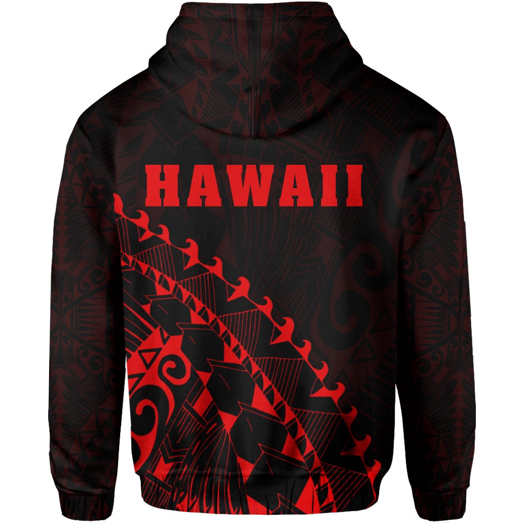 Kanaka Map Zipper Hoodie (Red) Turtle Style - Polynesian Pride