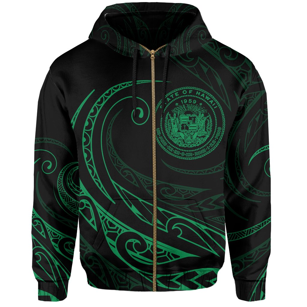 Hawaii Zipper Hoodie Frida Style Green - Polynesian Pride