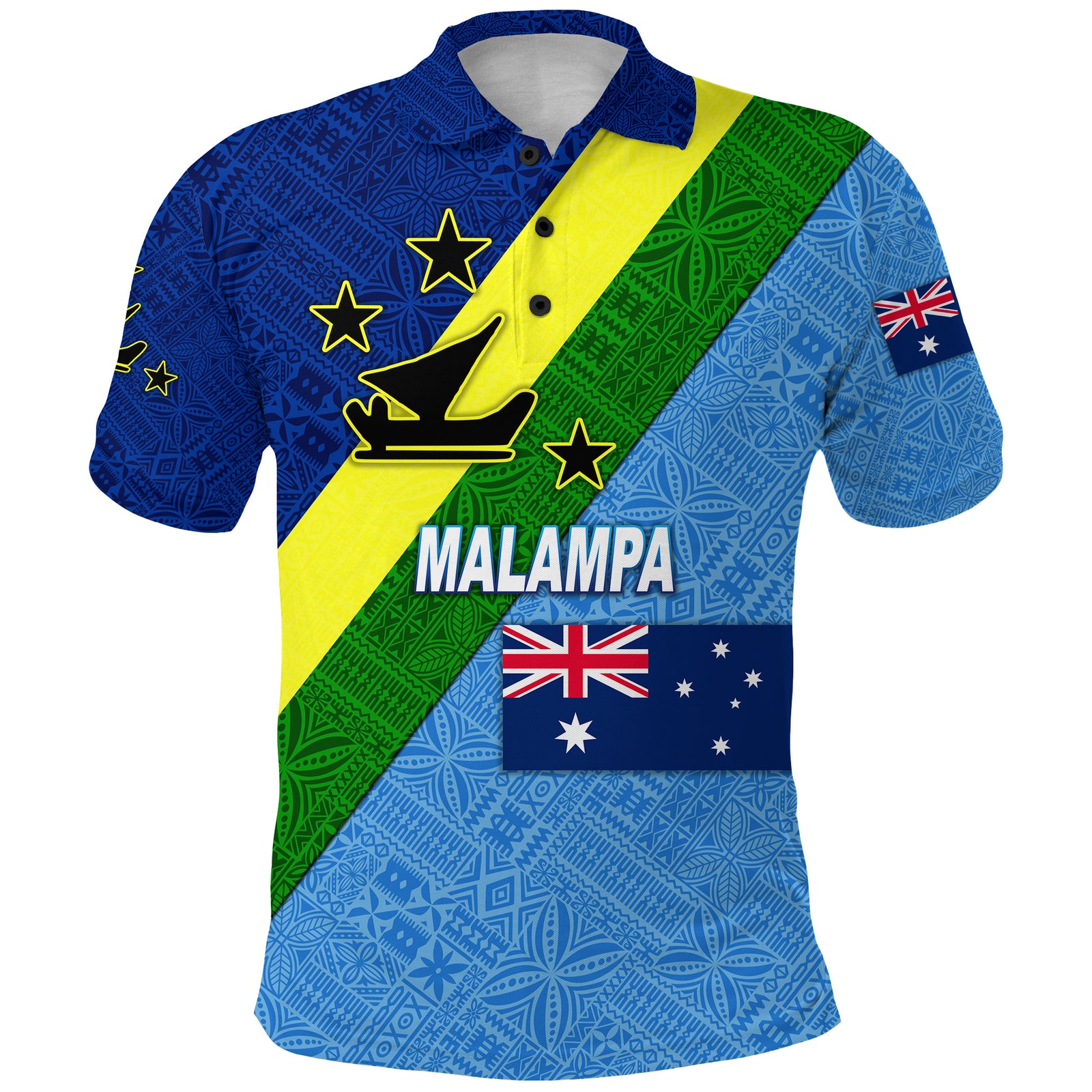 Tully Queensland Vanuatu Malampa and Australia Flag Polo Shirt Simple Style LT8 Blue - Polynesian Pride
