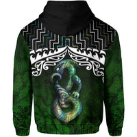 New Zealand Maori Zip up Hoodie, Poutama Manaia Paua Shell Zipper Hoodie - Polynesian Pride