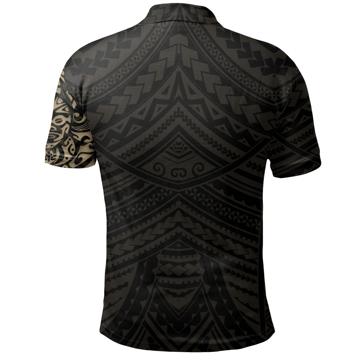 New Zealand Maori Polo Shirt, Maori Lion Tattoo Golf Shirts Tan - Polynesian Pride