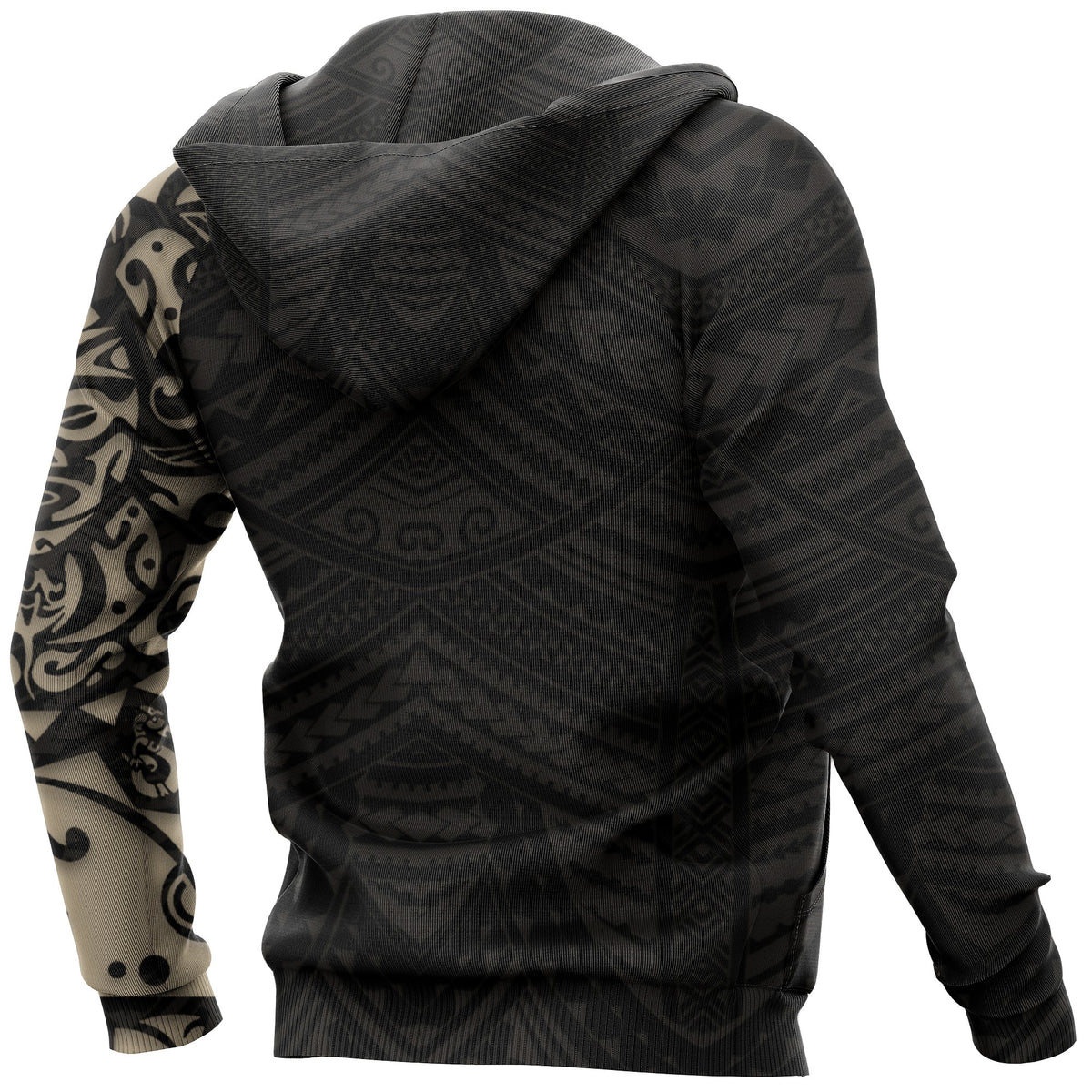 New Zealand Maori Hoodie, Maori Lion Tattoo Pullover Hoodie Tan Customized - Polynesian Pride