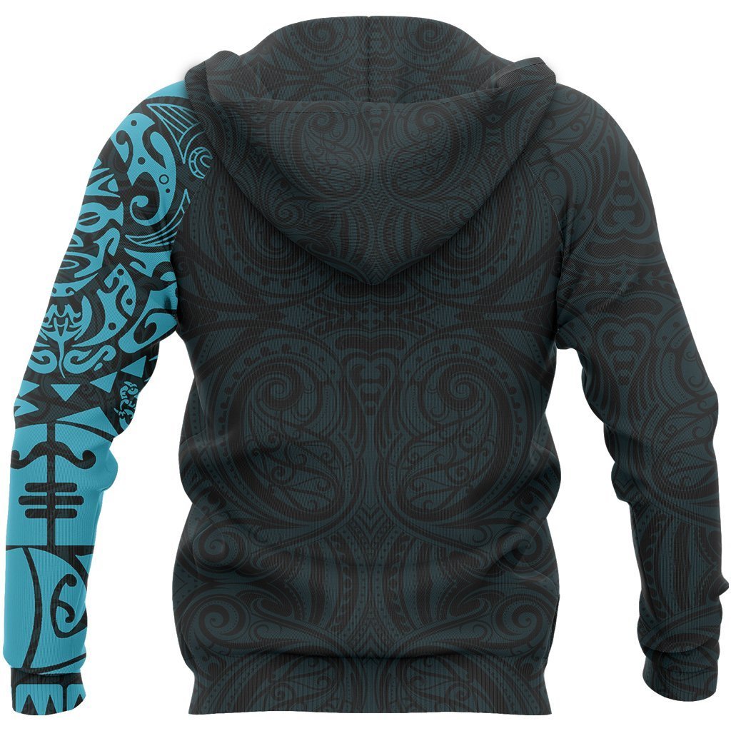 Maori Tangaroa Tattoo Pullover Hoodie Custom Blue - Polynesian Pride