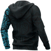 Maori Tangaroa Tattoo Pullover Hoodie Custom Blue - Polynesian Pride