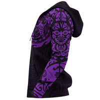Maori Tangaroa Tattoo New Zealand All Over Hoodie Purple - Polynesian Pride