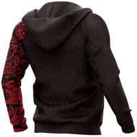 Maori Tangaroa Tattoo New Zealand Custom Hoodie Red - Polynesian Pride