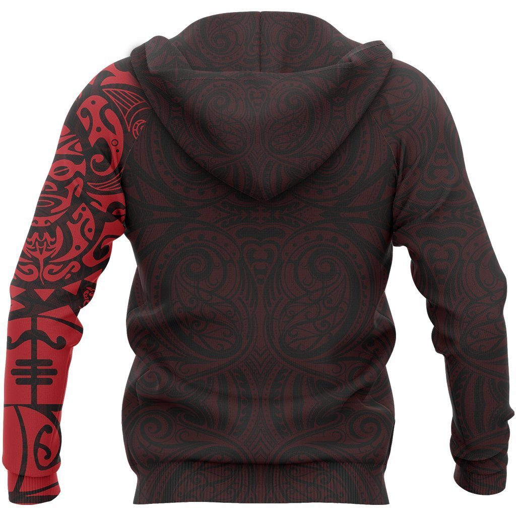 Maori Tangaroa Tattoo New Zealand Custom Hoodie Red - Polynesian Pride
