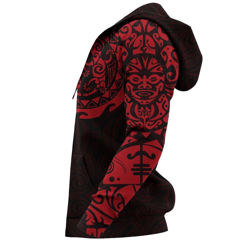 Maori Tattoo Hoodie, New Zealand Maori Lizard Zip up Hoodie - Polynesian Pride