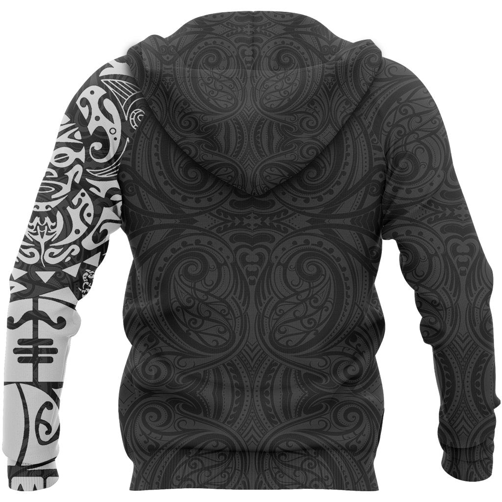 Maori Tangaroa Tattoo New Zealand Custom Hoodie White - Polynesian Pride