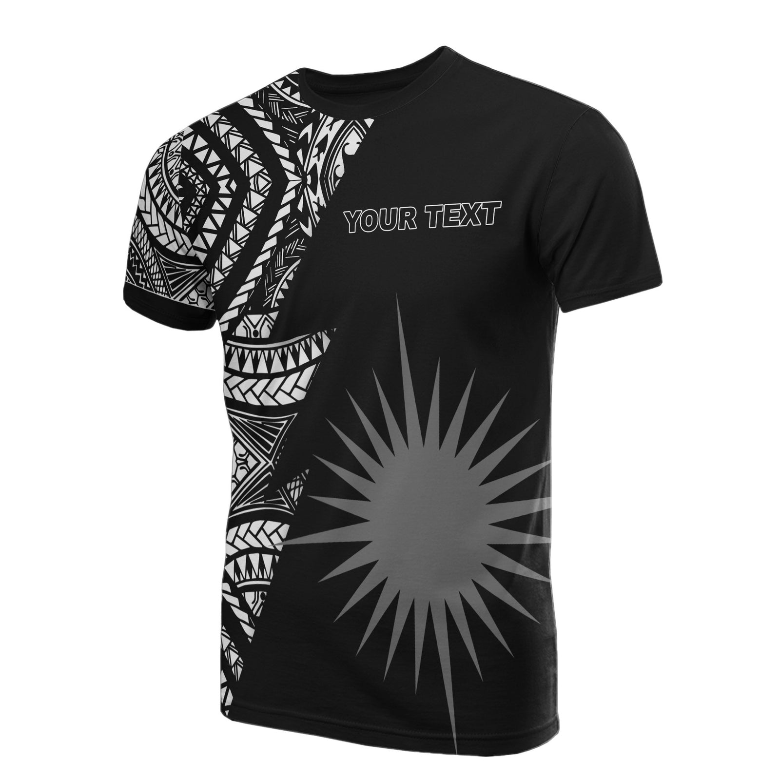 Marshall Custom All Over T Shirt Marshall Islands Flag Micronesian Pattern Unisex Black - Polynesian Pride
