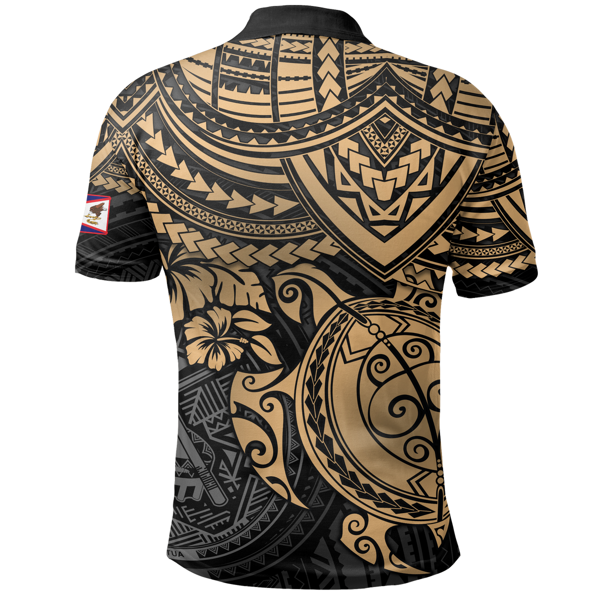 American Samoa Polo Shirt Amerika Samoa Flag Seal Gold Turtle - Polynesian Pride
