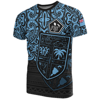 Fiji Pride T Shirt Fiji Flag Polynesian Tattoo Unisex Blue - Polynesian Pride