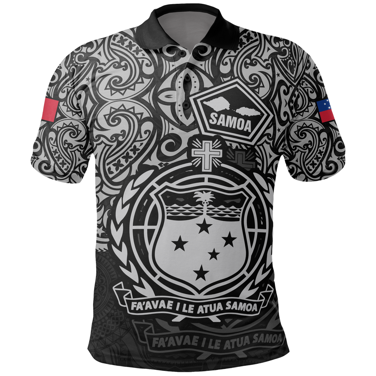 Samoa Polo Shirt Samoan Flag Coat Of Arms Pride Style Unisex BLACK - Polynesian Pride
