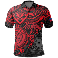 Samoa Polo Shirt Samoan FLag Coat Of Arms Red Turtle Hibiscus Unisex RED - Polynesian Pride