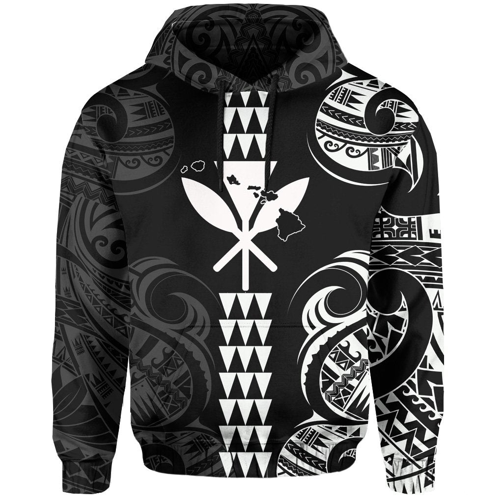 Kanaka Map Polynesian Kakau Hoodie White - Polynesian Pride