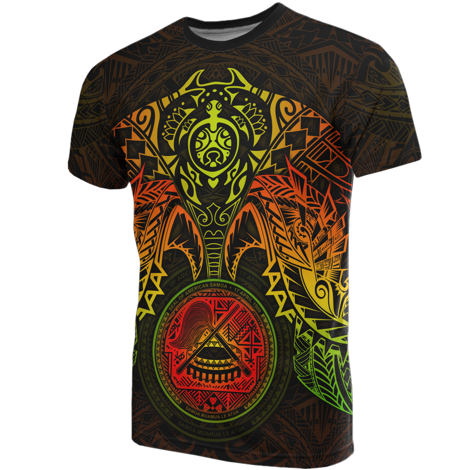 American Samoa T Shirt American Samoan Seal Reggae Turtle Manta Ray Unisex RED - Polynesian Pride