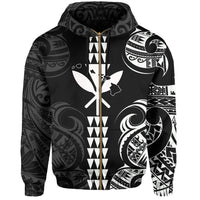 Kanaka Map Polynesian Kakau Hoodie (Zip up) White - Polynesian Pride