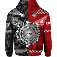 Tonga New Zealand Rugby Hoodie Mate Maa Ngatu and Maori All Black Together LT8 - Polynesian Pride
