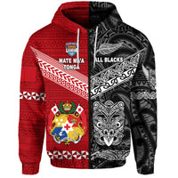 Tonga New Zealand Rugby Hoodie Mate Maa Ngatu and Maori All Black Together LT8 Zip Hoodie - Polynesian Pride