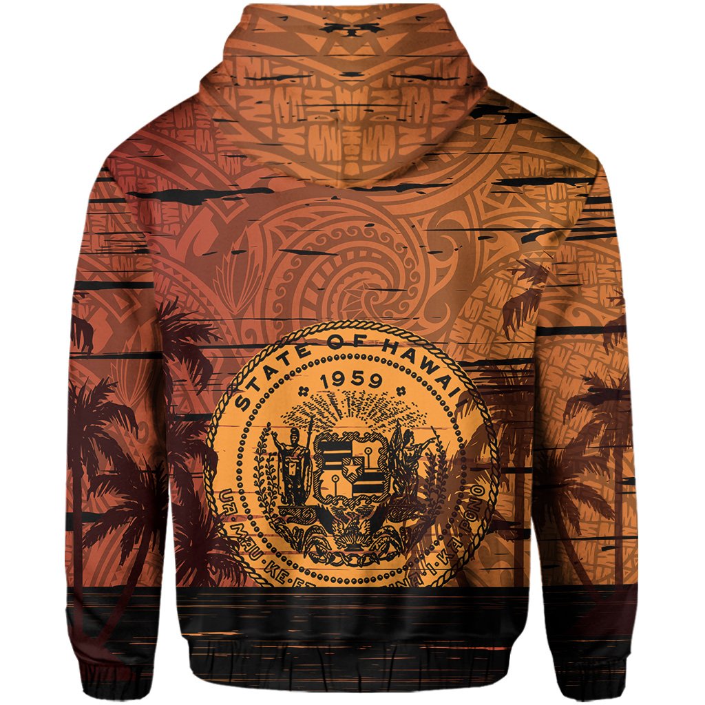 Hawaii Sunset Coat of arm Polynesian Hoodie - Polynesian Pride