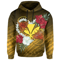 Kanaka Manta Ray Plumeria Heart Polynesian Hoodie Sea Flower - Polynesian Pride