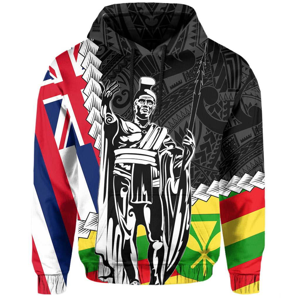 Hawaii Two Flag Kanaka Maoli King Polynesian Hoodie - Polynesian Pride