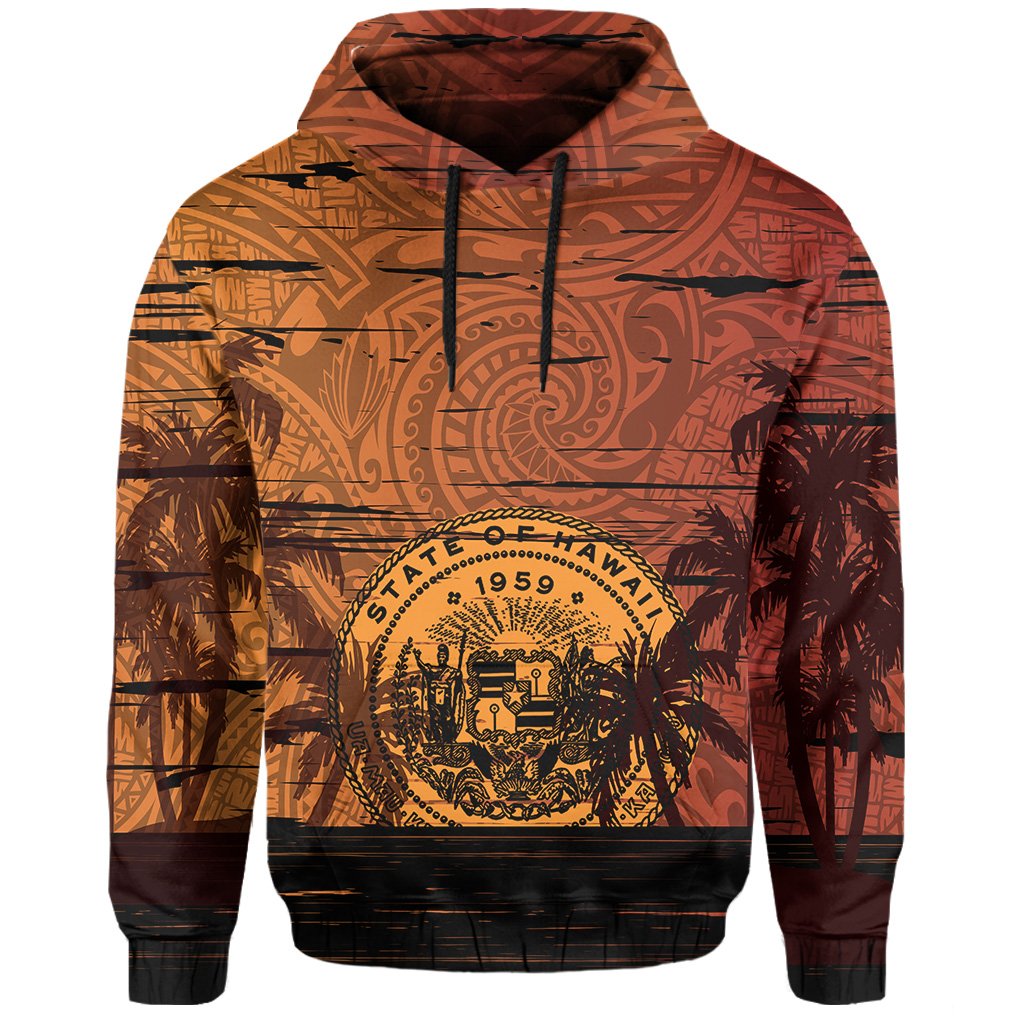 Hawaii Sunset Coat of arm Polynesian Hoodie - Polynesian Pride