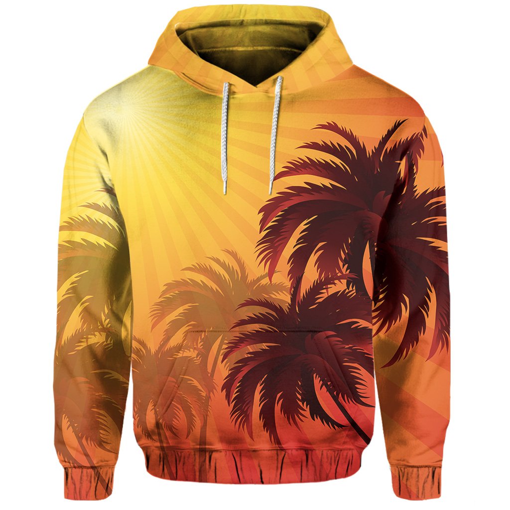 Summer Sunshine Coconut Tree Silhouette Hawaii Hoodie - Polynesian Pride