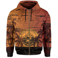 Hawaii Sunset Coat of arm Polynesian Hoodie (Zip up) - Polynesian Pride
