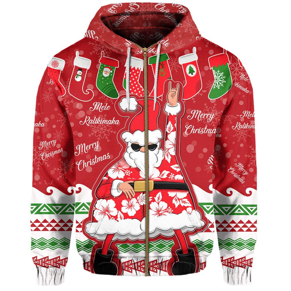 Hawaii Mele Kalikimaka Chrismas Hoodie (Zip up) Bae Style - Polynesian Pride
