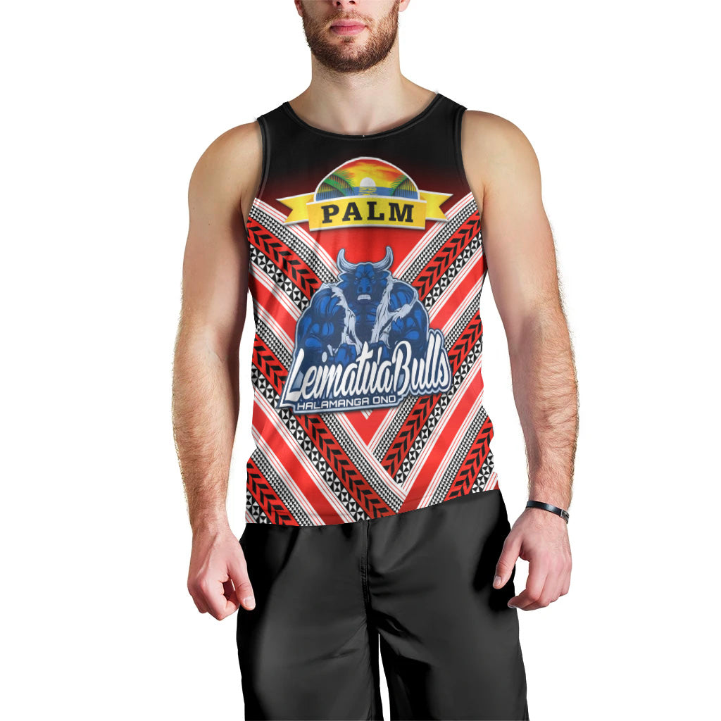 (Custom Personalised) Mate Ma'a Tonga Men Tank Top Leimatu'a Bulls Creative Style - Red, Custom Text And Number LT8 - Polynesian Pride