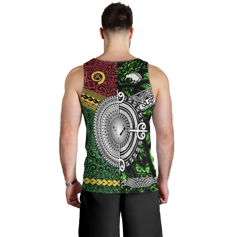 New Zealand And Vanuatu Men Tank Top Together - Green LT8 - Polynesian Pride