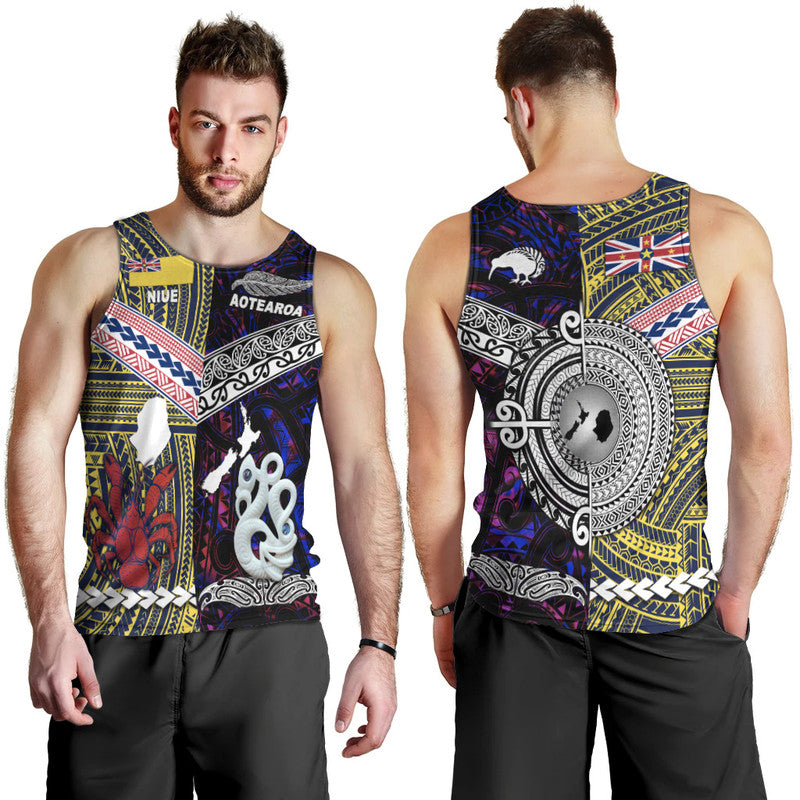 New Zealand And Niue Men Tank Top Together - Purple LT8 - Polynesian Pride