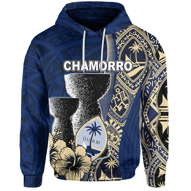 Custom Guam Chamorro Hoodie Blue Style LT6 Blue - Polynesian Pride