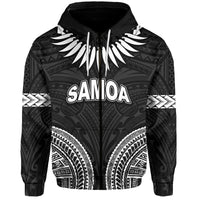 Custom Samoa Ula Nifo Tribal Hoodie White Style LT6 Zip Hoodie White - Polynesian Pride