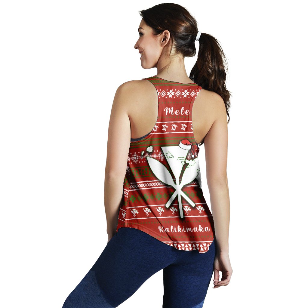 Hawaii Christmas Santa Claus Surf Racerback Tank - Fun Style - AH - Polynesian Pride