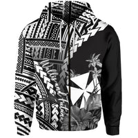 Custom Wallis and Futuna Hoodie Polynesian Style White Color LT6 Zip Hoodie White - Polynesian Pride