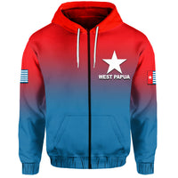Custom West Papua Zip up Hoodie Flag Color Simple Style LT6 Unisex Blue - Polynesian Pride
