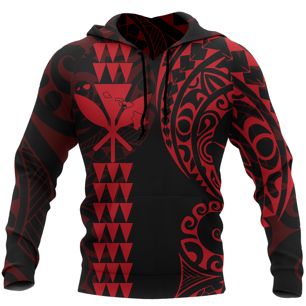 Kanaka Map Polynesian Hoodie Unisex Red - Polynesian Pride