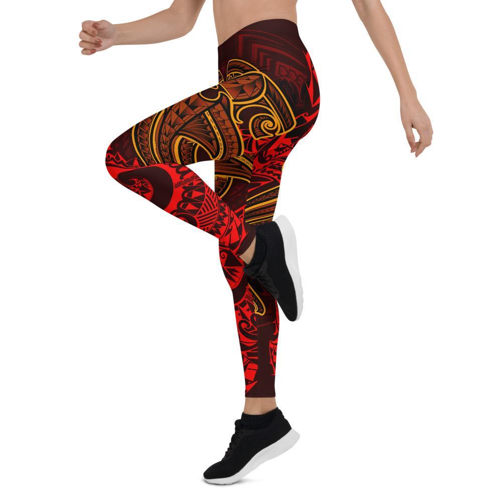Samoa Leggings - Red Shark Polynesian Tattoo - Polynesian Pride